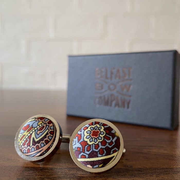 Liberty of London Silk Cufflinks in Paisley Park  by the Belfast Bow Company