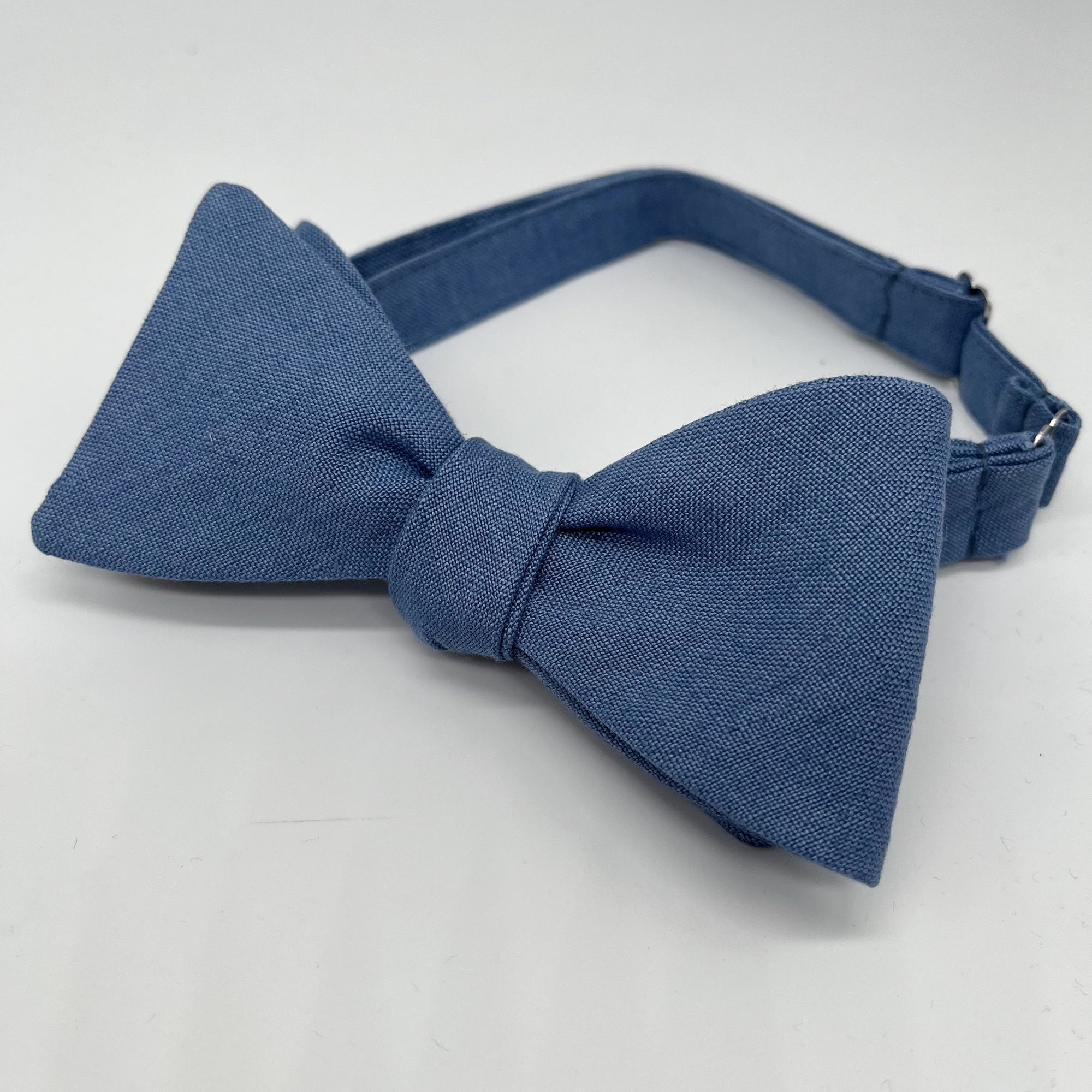 Self-Tie Bow Tie in Slate Blue Irish Linen