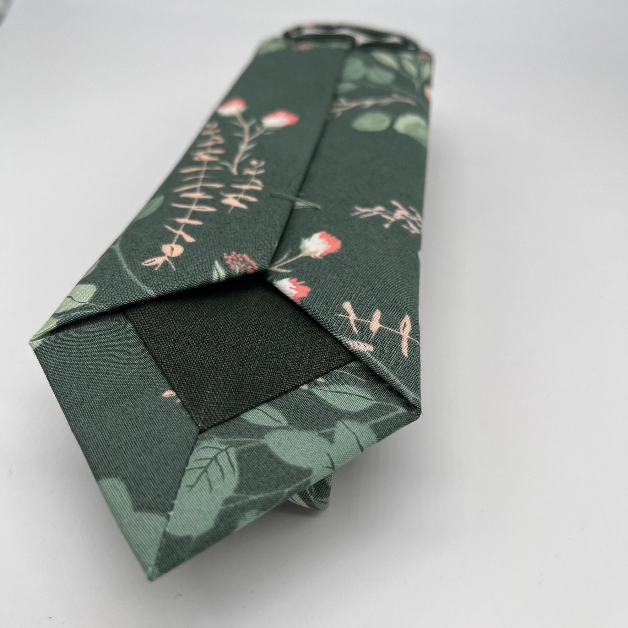 Boho Blooms Tie in Dark Sage Green Floral
