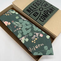 Sage Green Floral Tie by the belfast bow company