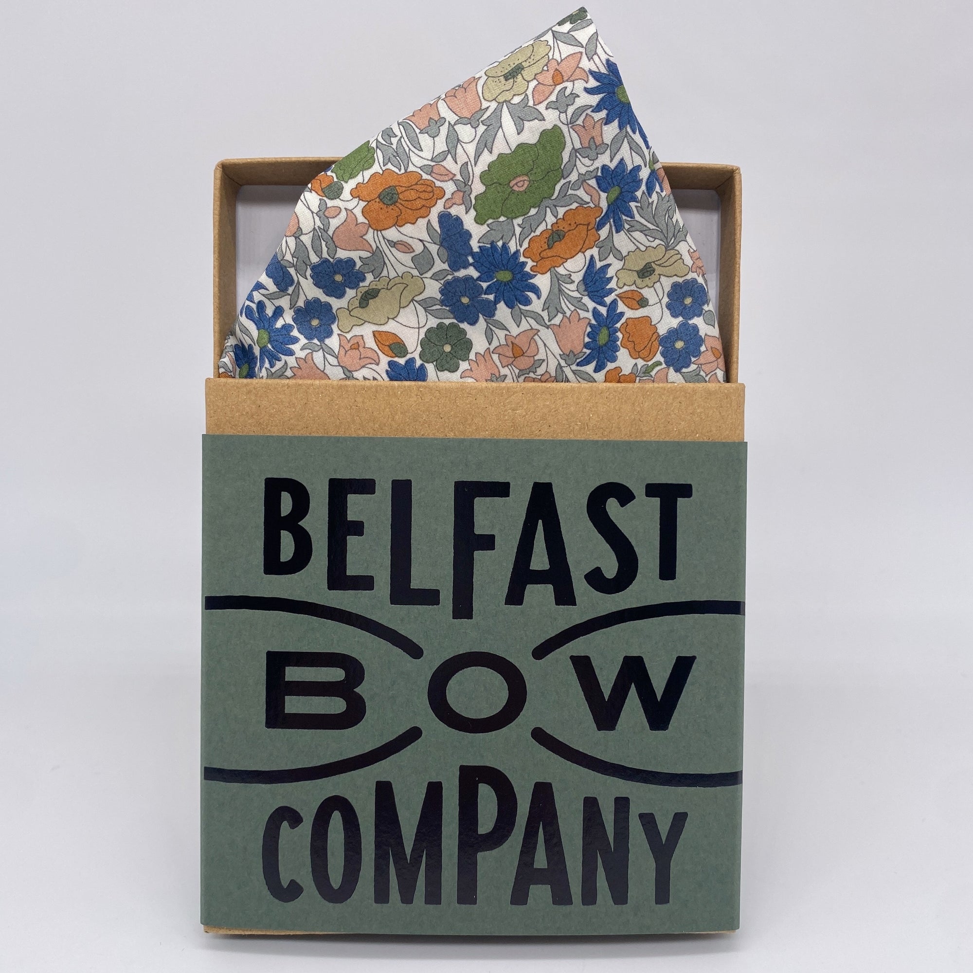Liberty of London Pocket Square in Orange & Green Meadow