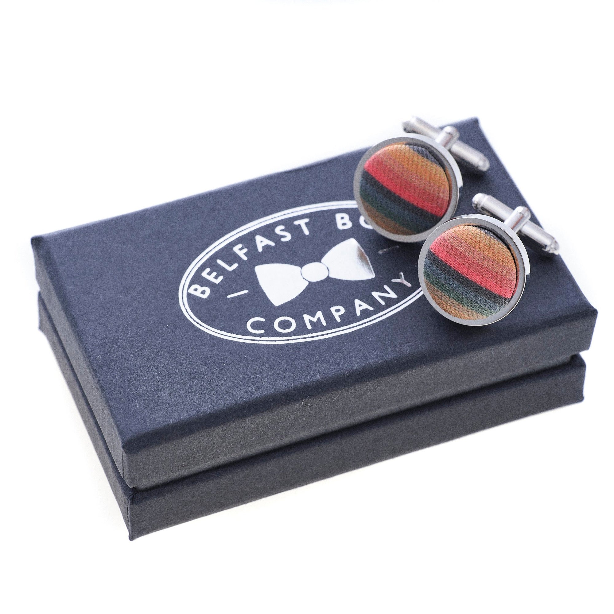 Doctor Who Cufflinks with Rainbow Stripe by the Belfast Bow Company
