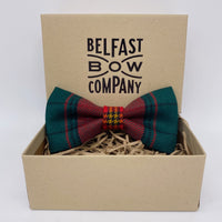 Ulster Tartan in Modern Red Bow Tie by the Belfast Bow Company