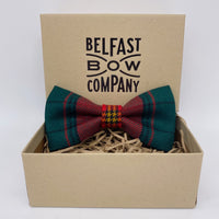 Ulster Tartan in Modern Red Bow Tie by the Belfast Bow Company