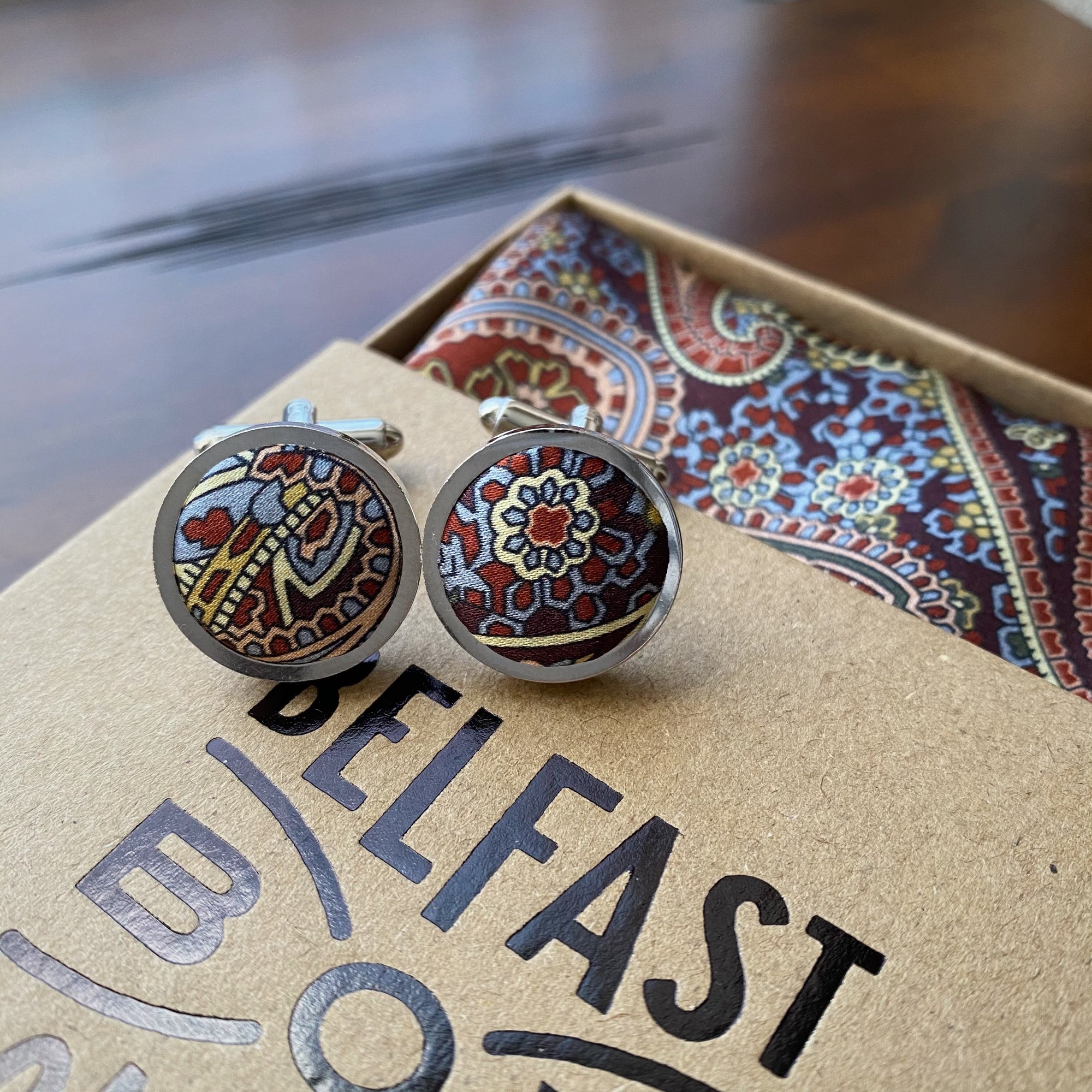 Liberty of London Silk Cufflinks in Paisley Park