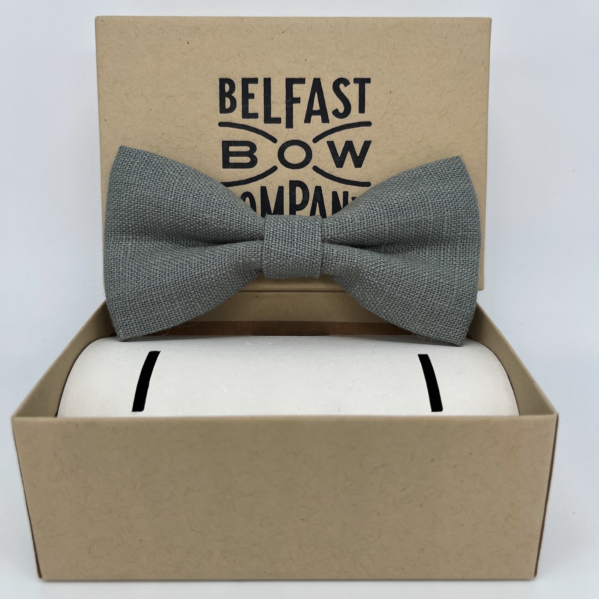 Irish Linen Bow Tie in Antique Sage by the Belfast Bow Company