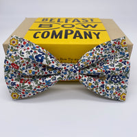 Liberty of London Bow Tie in Yellow, Navy, Red & Green Ditsy Floral by the Belfast Bow Company
