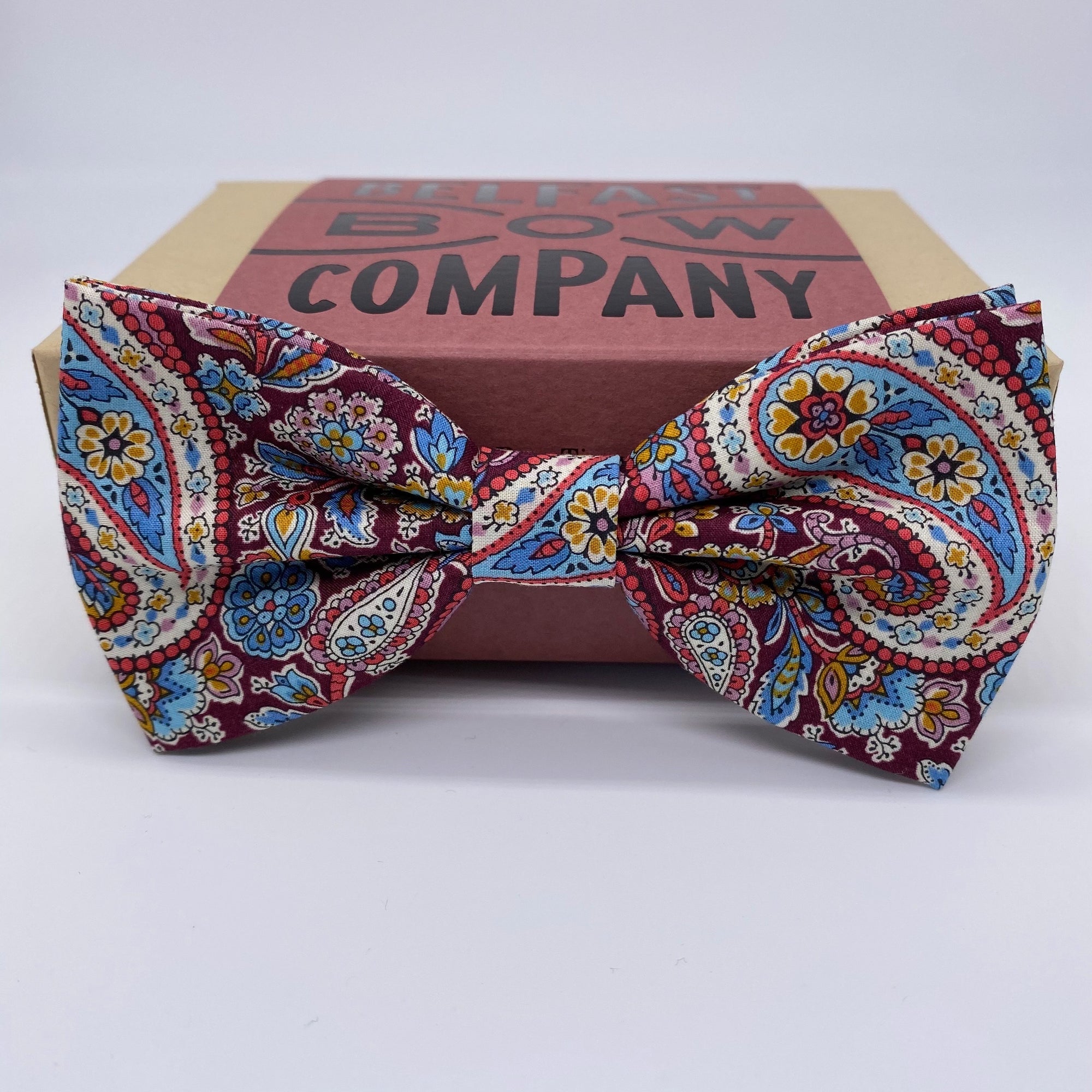 Liberty of London Bow Tie in Burgundy Paisley by the Belfast Bow Company