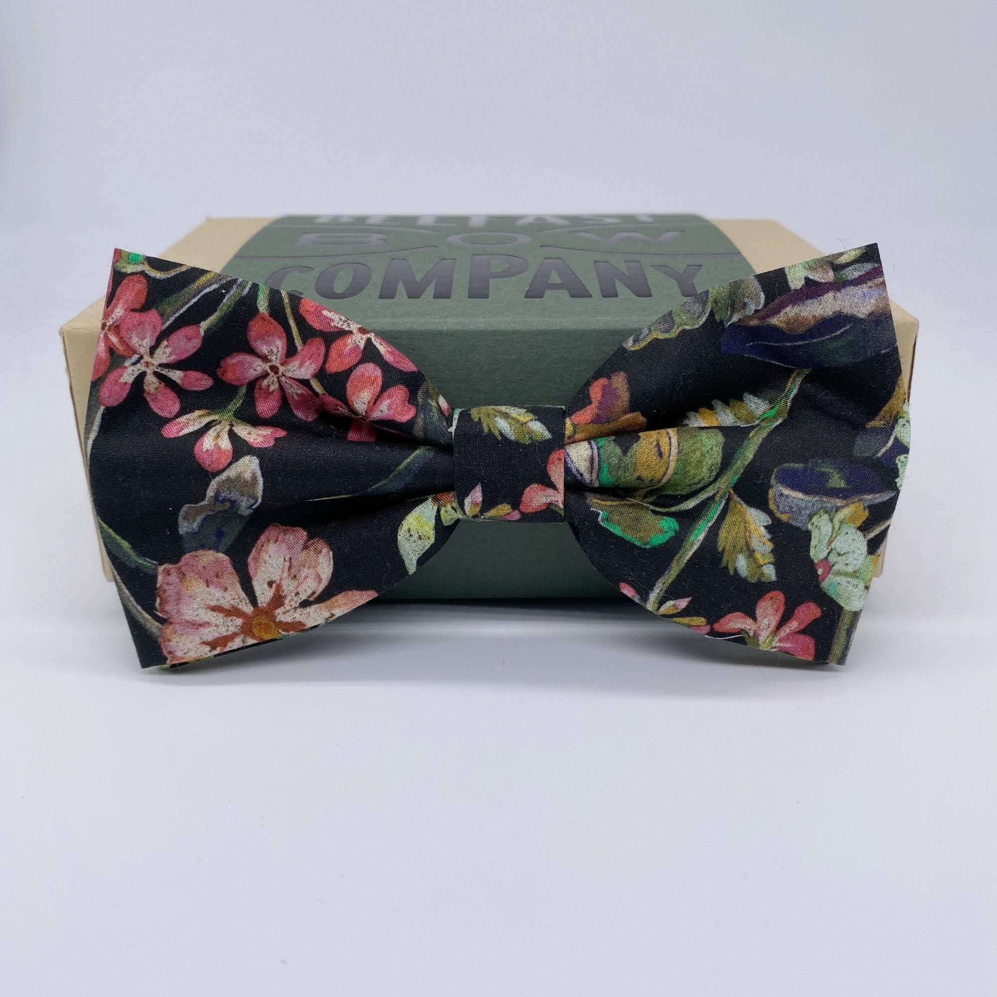 Liberty of London Bow Tie on Black Vintage Floral by the Belfast Bow Company