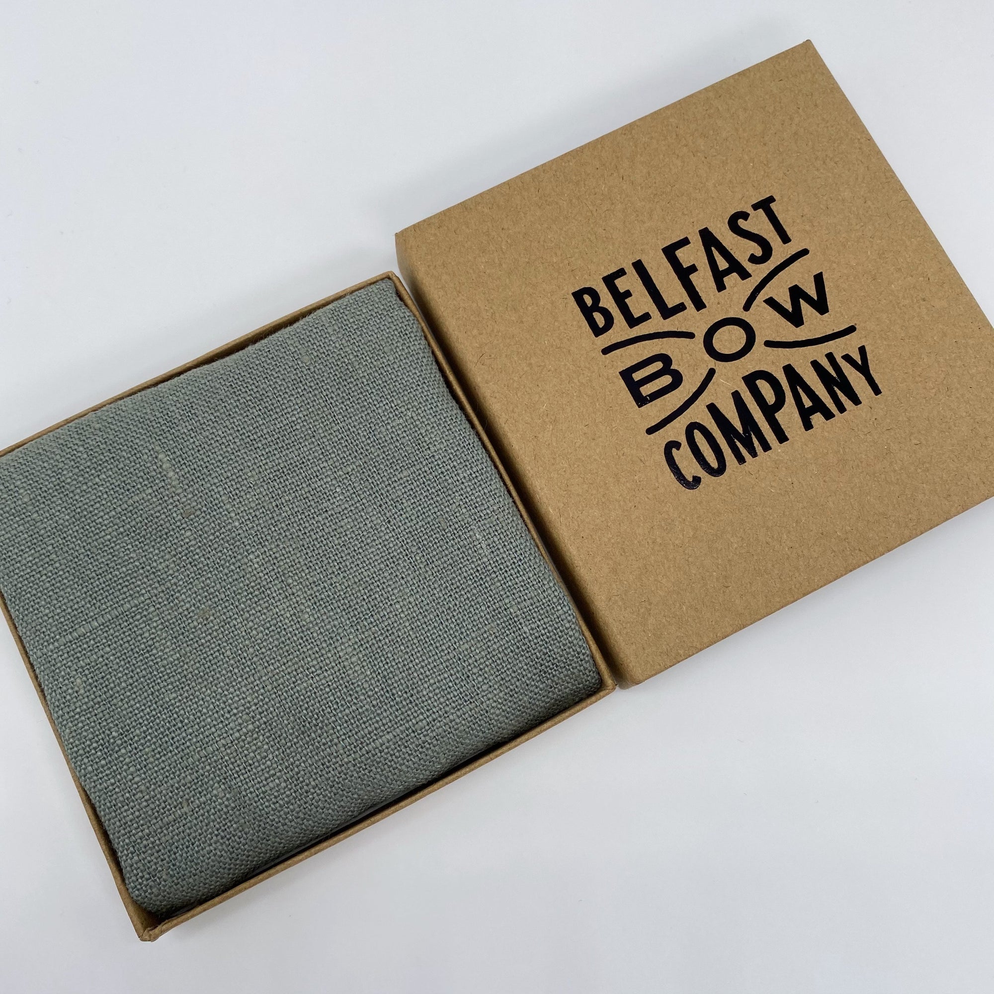 Irish Linen Pocket Square in Antique Sage Green by the Belfast Bow Company