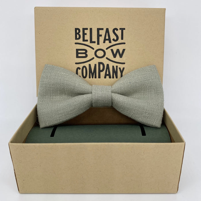 Irish Linen Dickie Bow Tie in Light Vintage Sage Green by the Belfast Bow Company