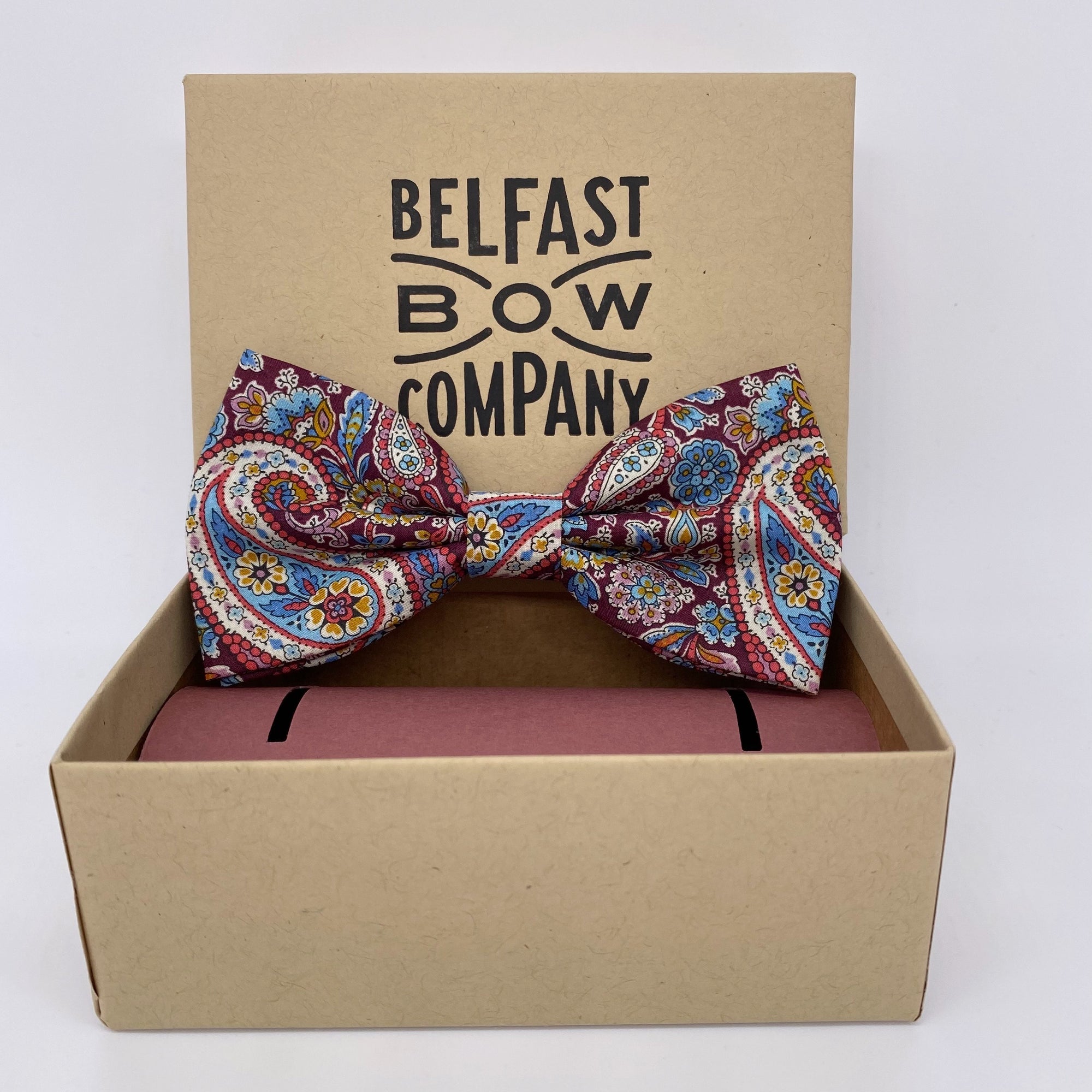 Liberty of London Dickie Bow Tie in Burgundy Paisley in Belfast Bow Company