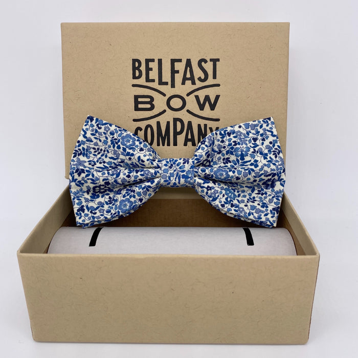 Liberty of London Dickie Bow Tie in Navy Blue Ditsy Floral by the Belfast Bow Company