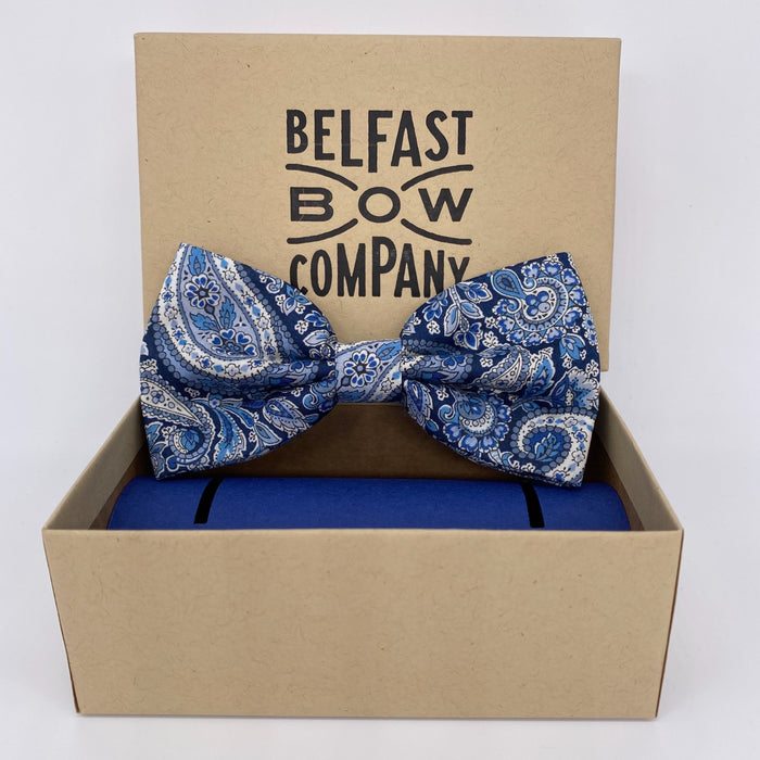 Liberty of London Dickie Bow Tie in Navy Paisley by the Belfast Bow Company