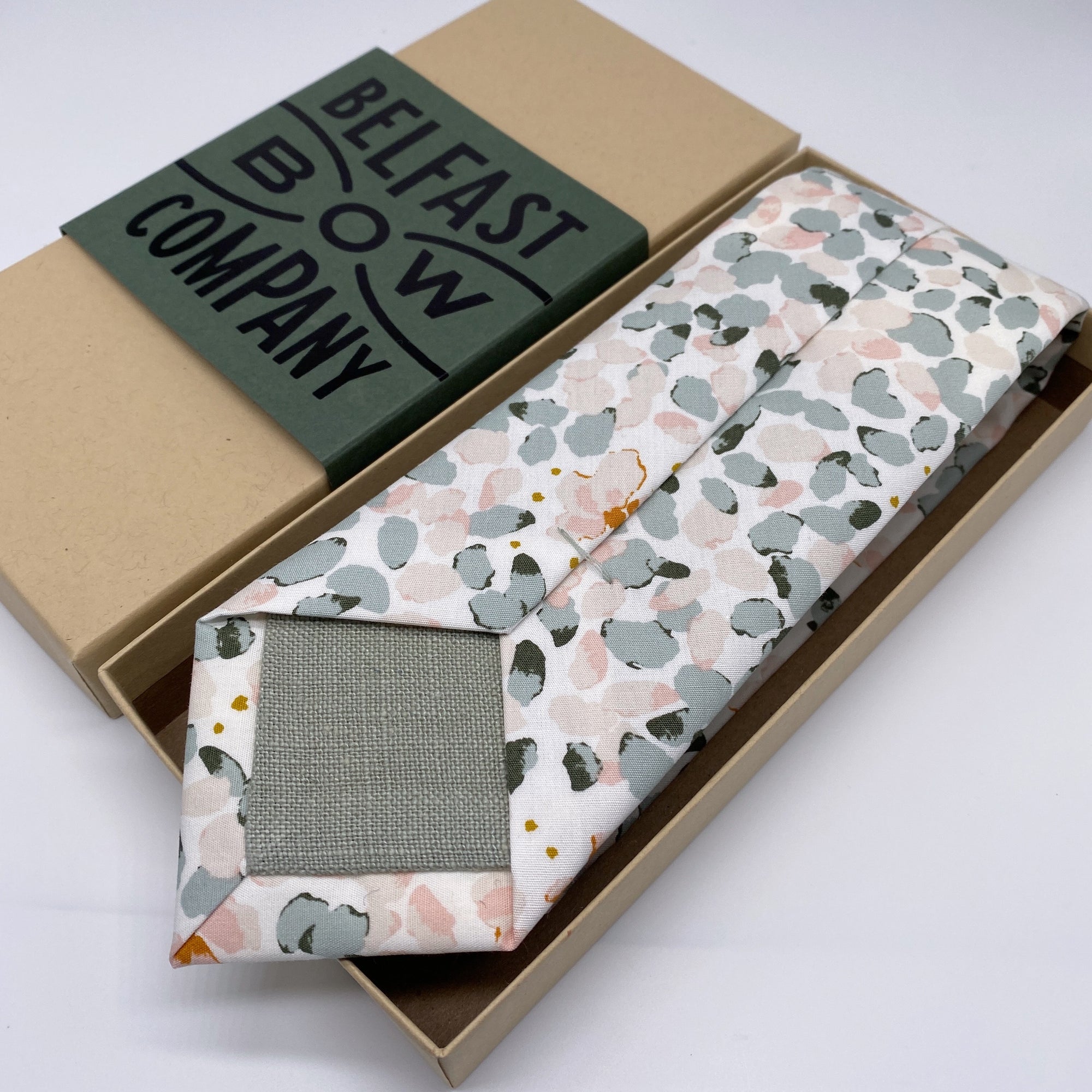Boho Blooms Tie in Blush Petals with pink, sage and green floral by the Belfast Bow Company