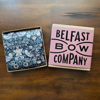 Liberty of London Silk Pocket Square in Navy Strawberry Thief by the Belfast Bow Company