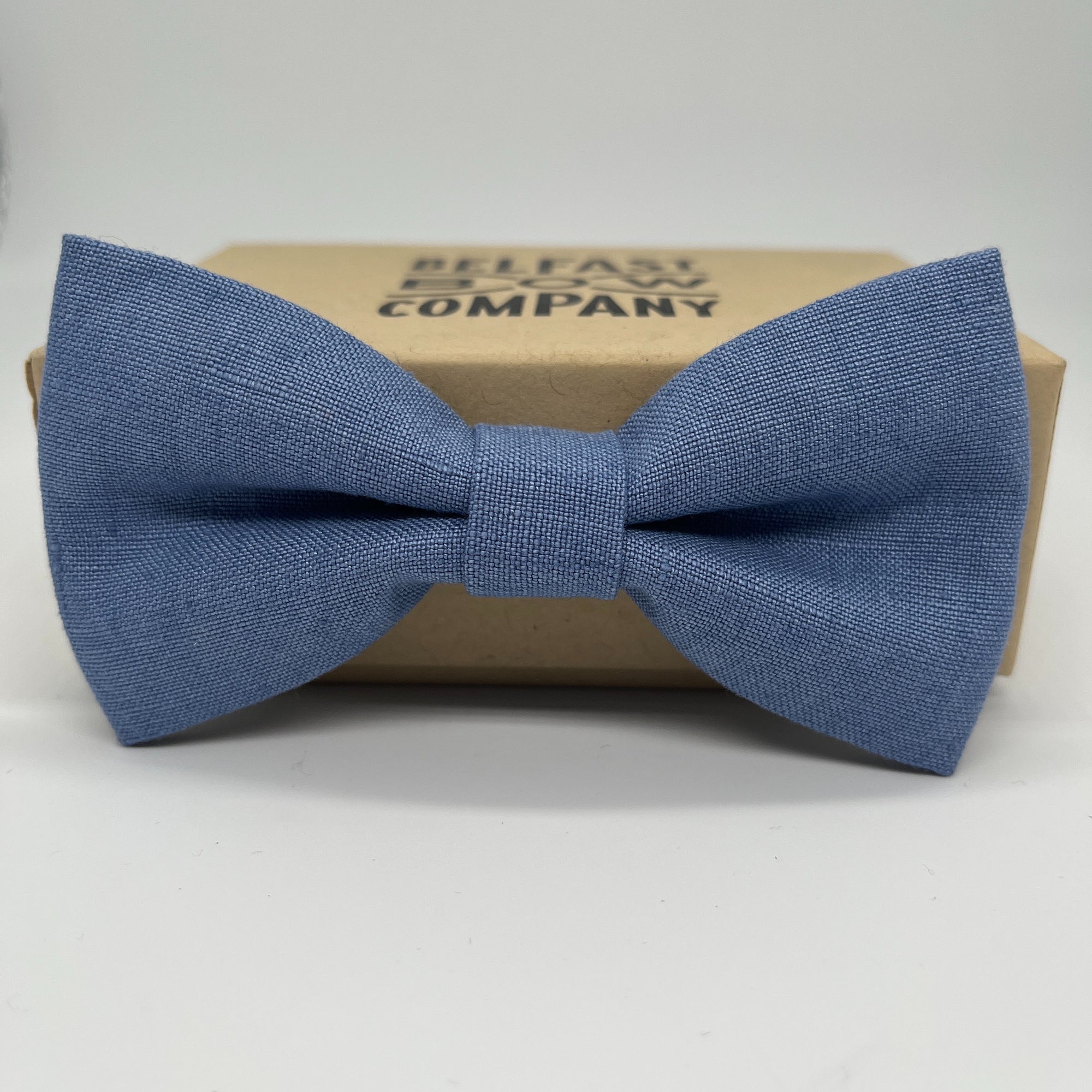 Irish Linen Bow Tie in Slate Blue by the Belfast Bow Company