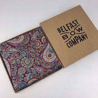 Liberty of London Pocket Square in Burgundy Paisley by the Belfast Bow Company