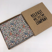 Liberty of London Pocket Square in Burnt Orange and Navy Floral by the Belfast Bow Company