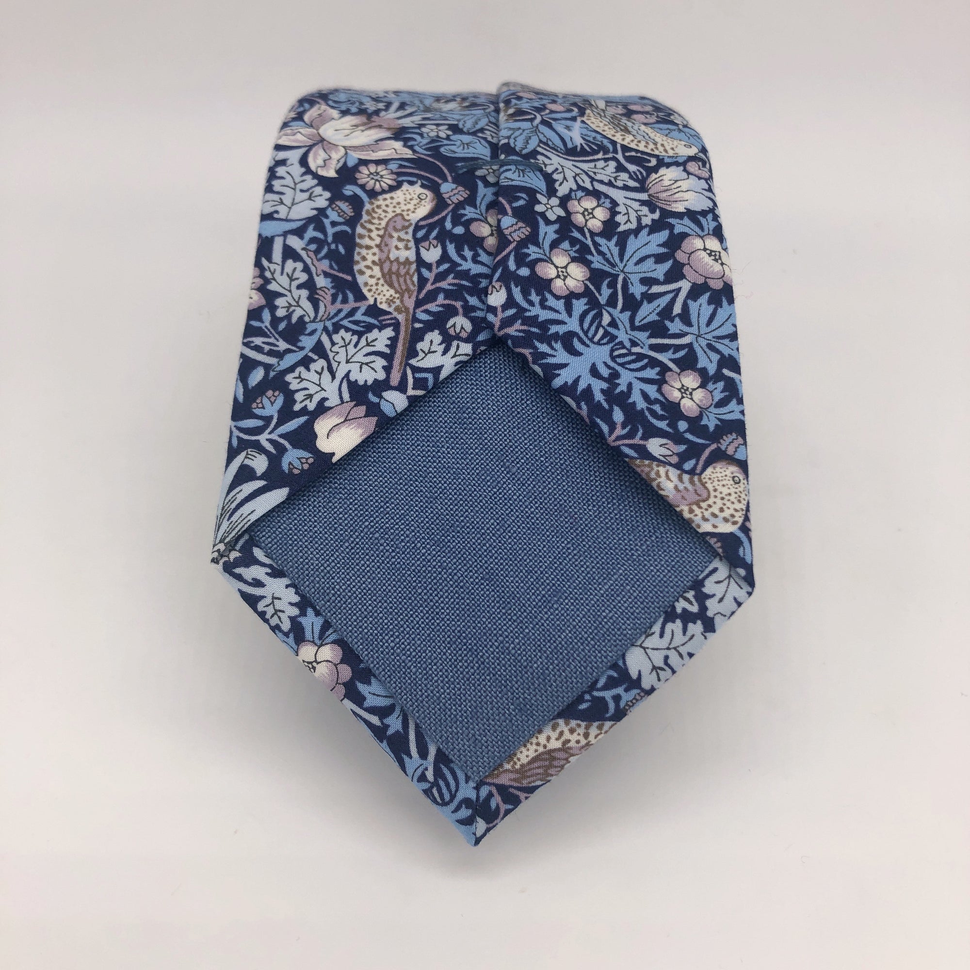 Liberty of London Tie in Navy Strawberry Thief with Irish Linenby the Belfast Bow Company