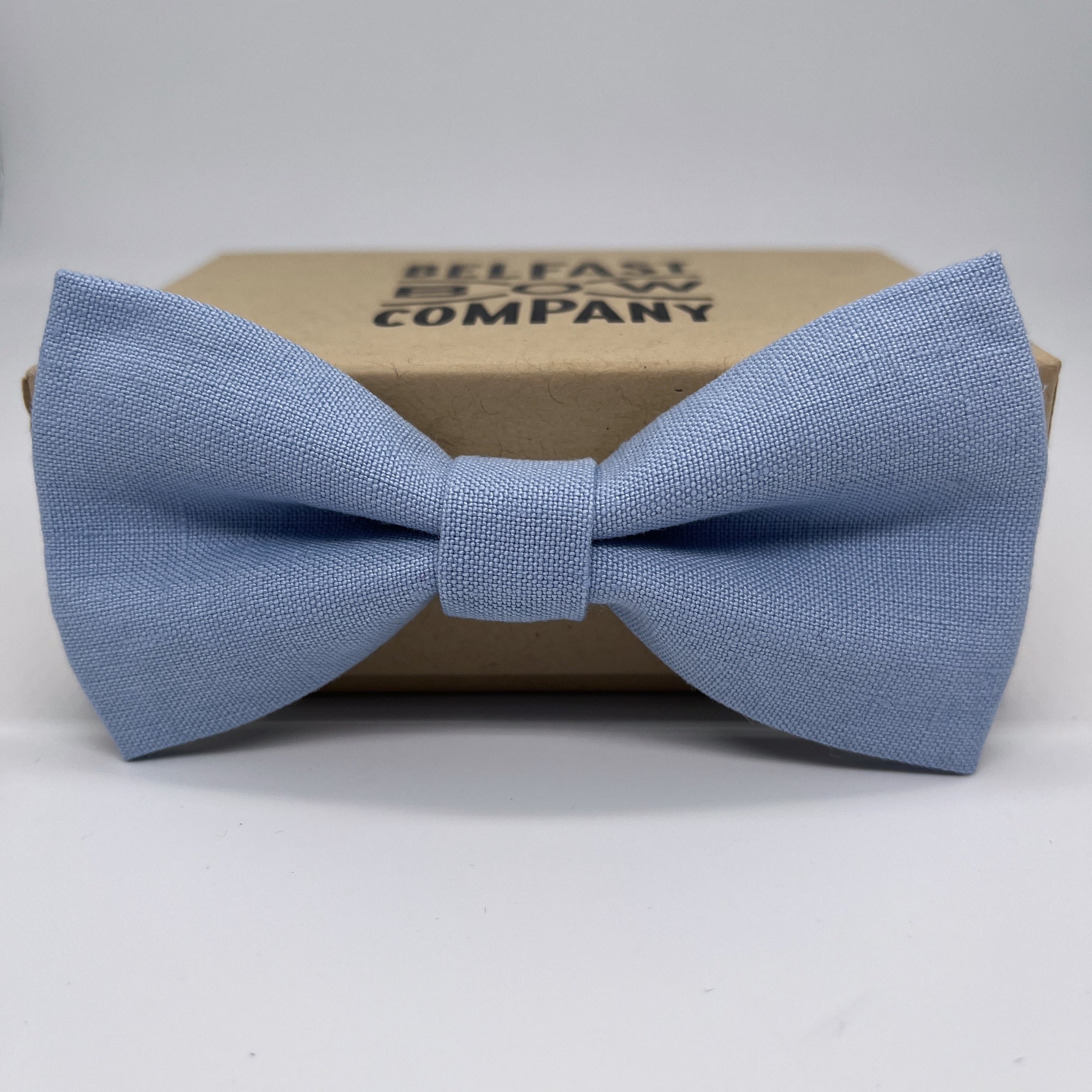 Irish Linen Bow Tie in Light Blue by the Belfast Bow Company