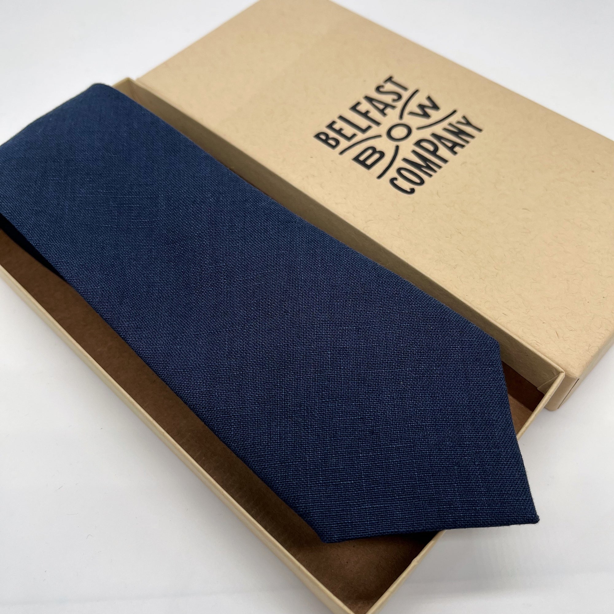 Irish Linen Tie in Dark Navy by the Belfast Bow Company