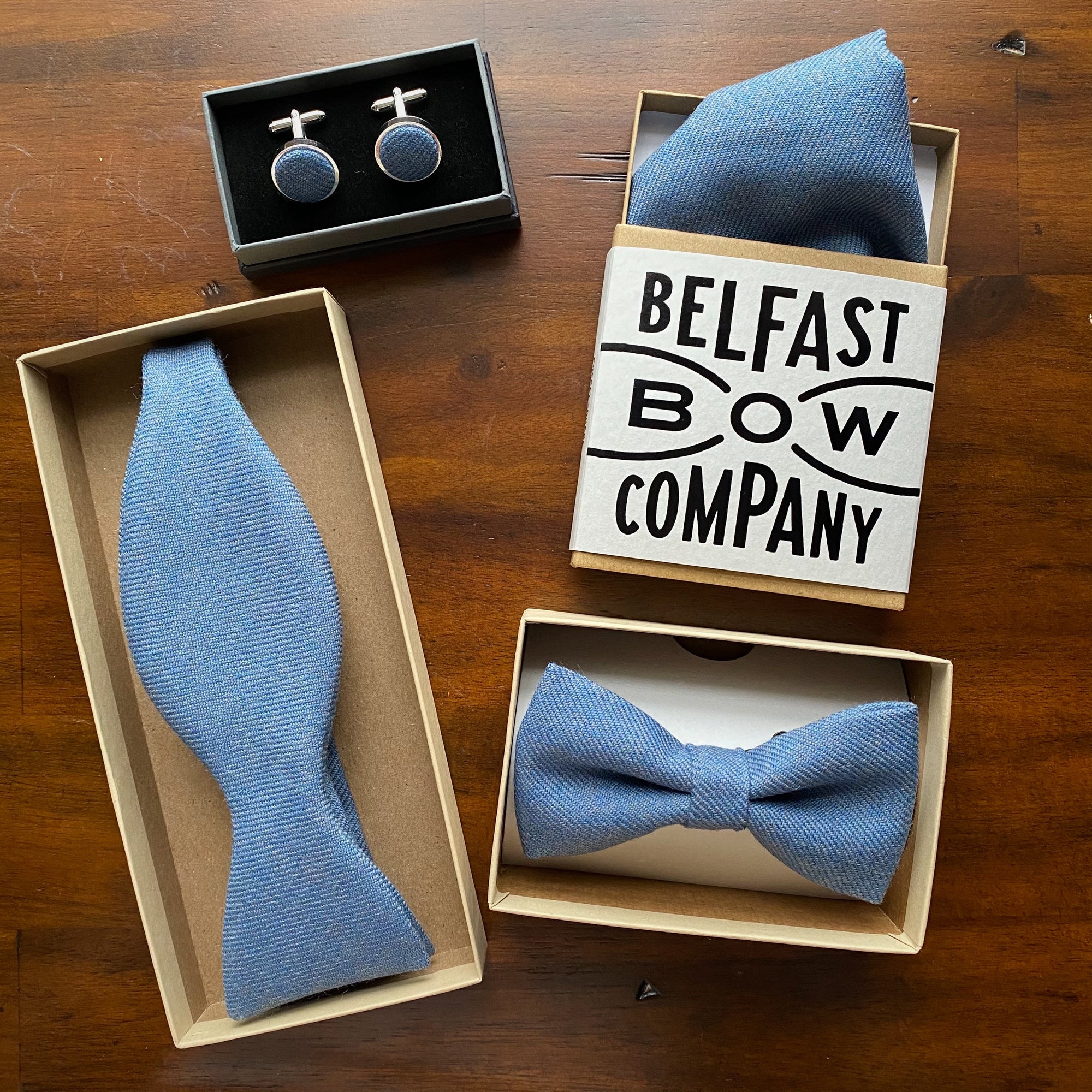 Blue Cufflinks in Islay Tweed