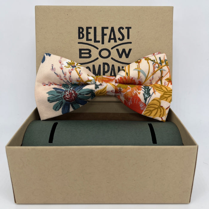 Boho Blooms Dicky Bow Tie in Nude Floral by the Belfast Bow Company