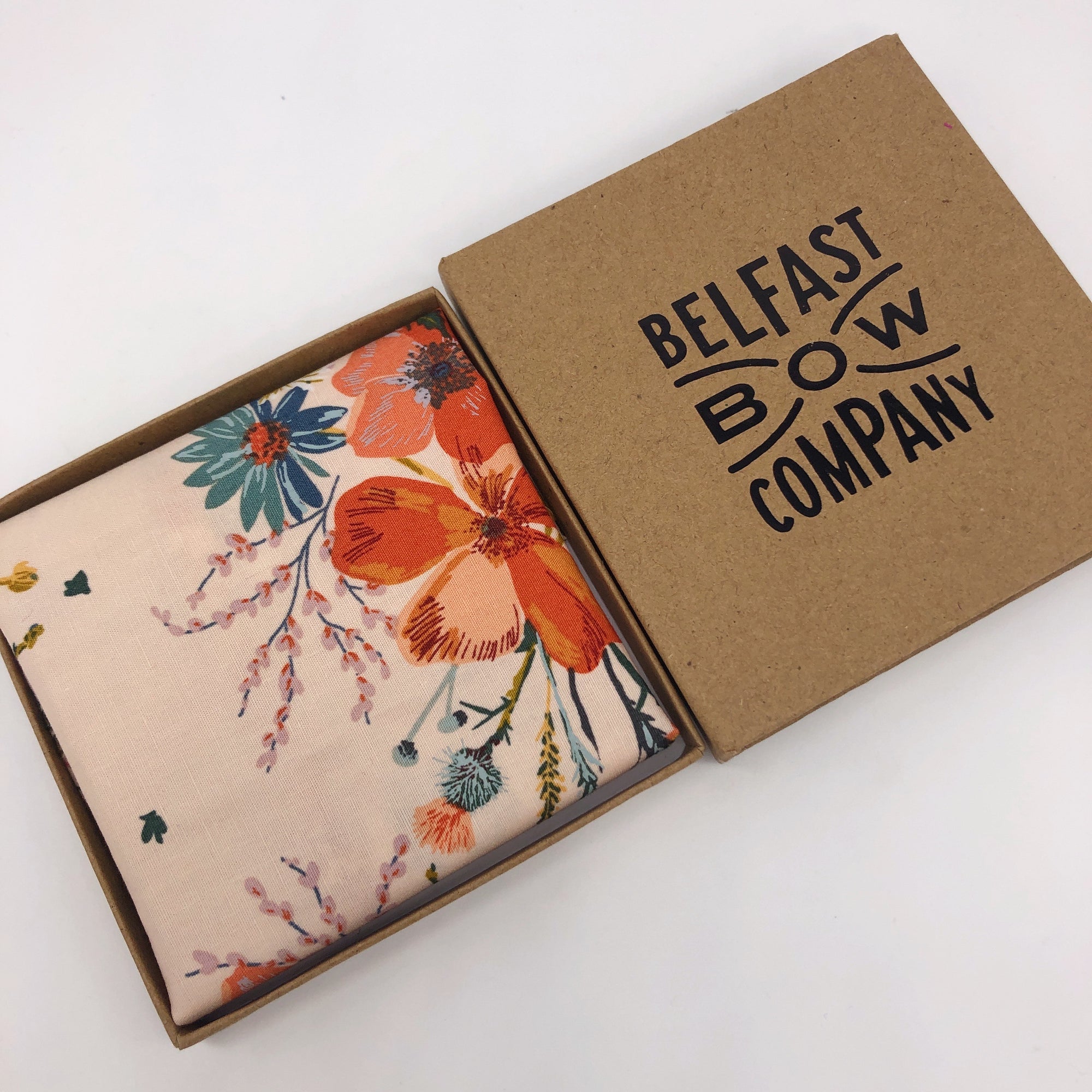Boho Floral Pocket Square in Nude by the Belfast Bow Company