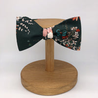 Boho Floral Self-Tie Bow Tie in Dark Green by the Belfast Bow Company