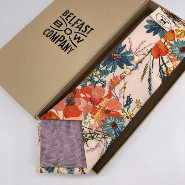 Boho Blooms Tie in Blush Nude Floral by the Belfast Bow Company
