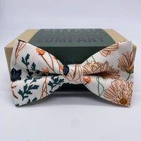 Floral Bow Tie in Green, nude and orange by the Belfast Bow Company