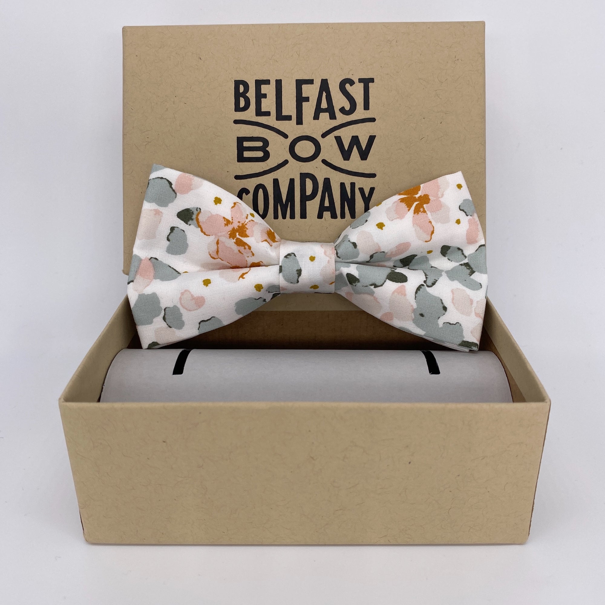 Blush Pink and Sage Green Bow Tie by the Belfast Bow Company
