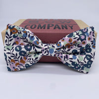 liberty of london bow tie in lilac and blue berries by the Belfast Bow Company