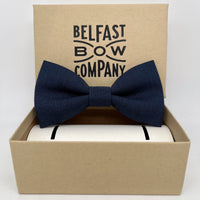 Dark Navy Bow Tie in Irish Linen by the Belfast Bow Company