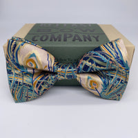 Silk Bow Tie in Peacock Feathers Print by the Belfast Bow Company