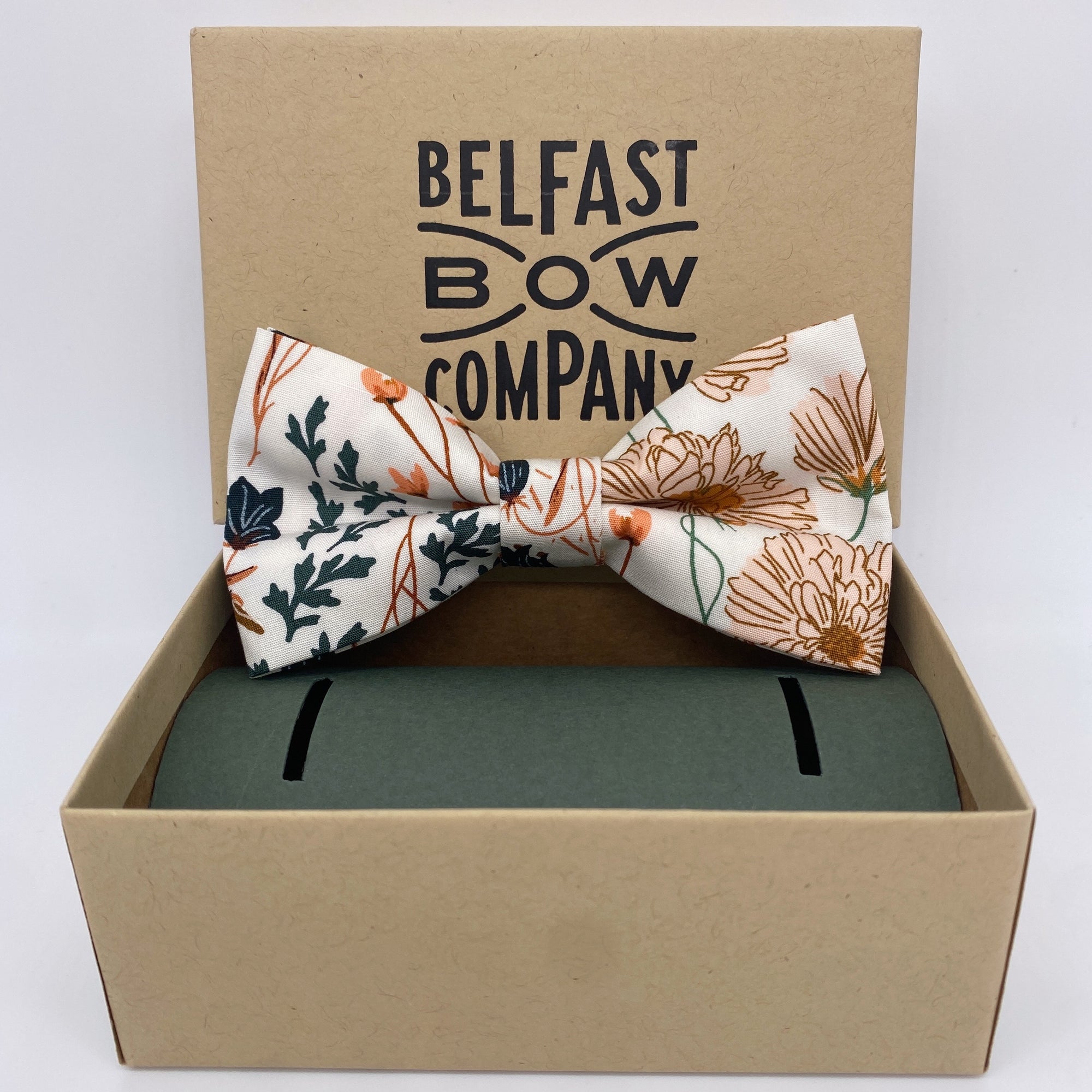 Boho Bloom Bow Tie in Off-White Autumn Garden