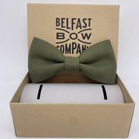 Irish Linen Dickie Bow in Olive Green by the Belfast Bow Company
