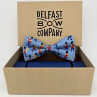 Boys bow tie in liberty of london blue musical march by the belfast bow company