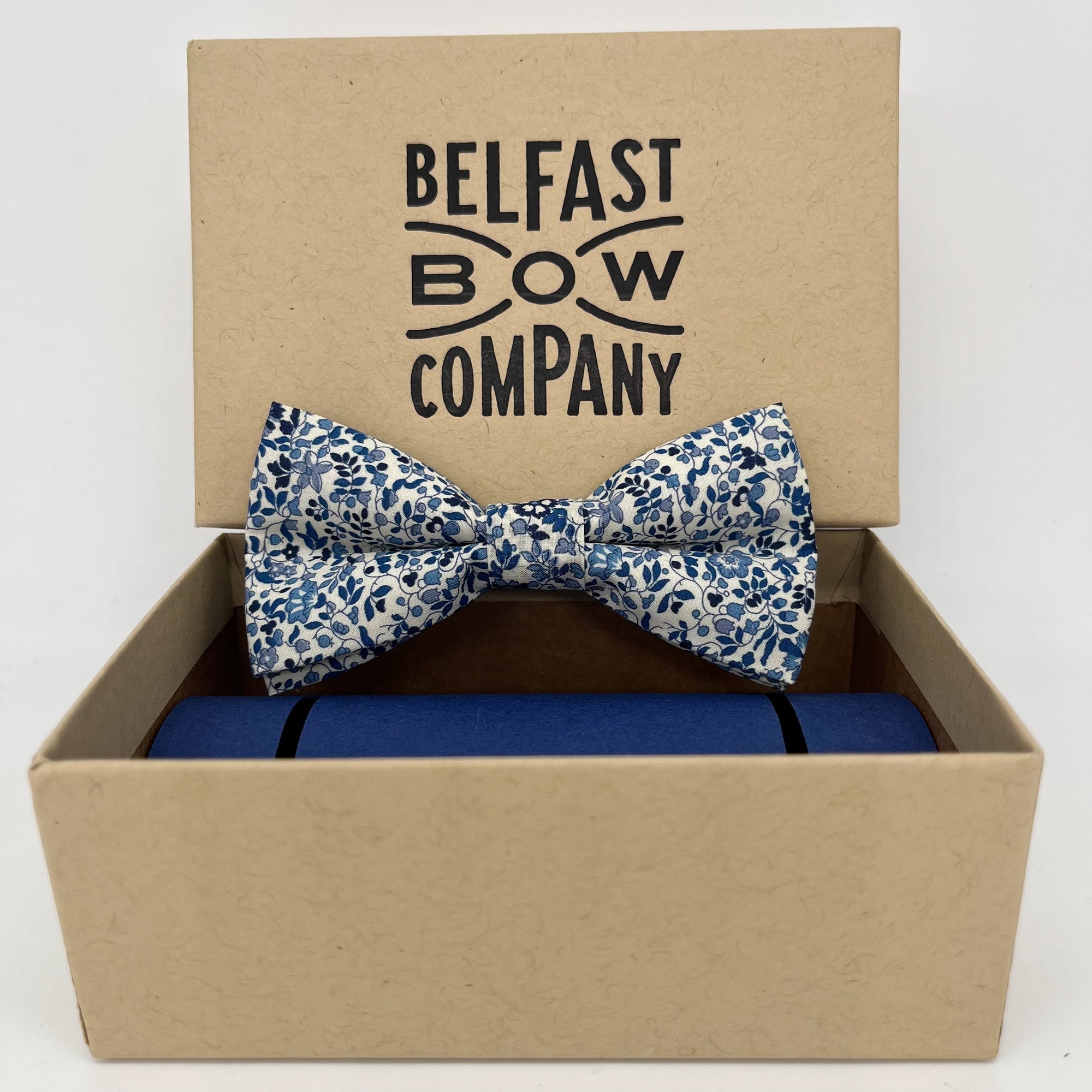 Boy liberty of london bow tie in navy blue floral by the belfast bow company