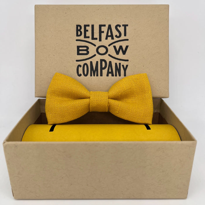 boys bow tie in yellow irish linen by the belfast bow company