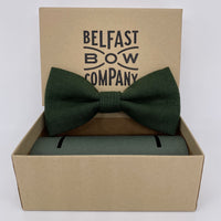Irish Linen Dickie Bow in Hunter Green by the Belfast Bow Company