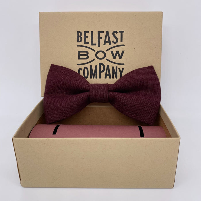 Irish Linen Dickie Bow in Maroon by the Belfast Bow Company