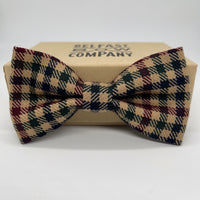 Checked Bow Tie in Burgundy, Navy & Green by the Belfast Bow Company