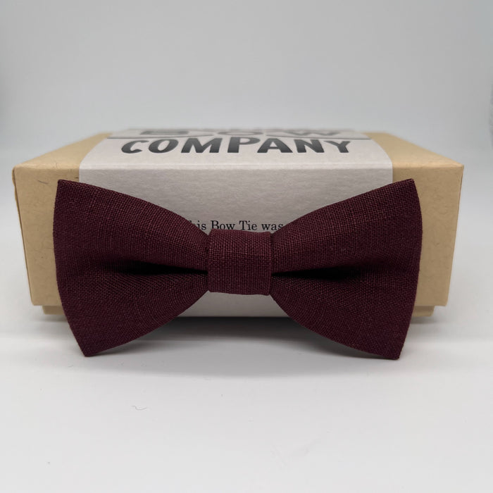 Boys Bow Tie in Burgundy Irish Linen by the Belfast Bow Company