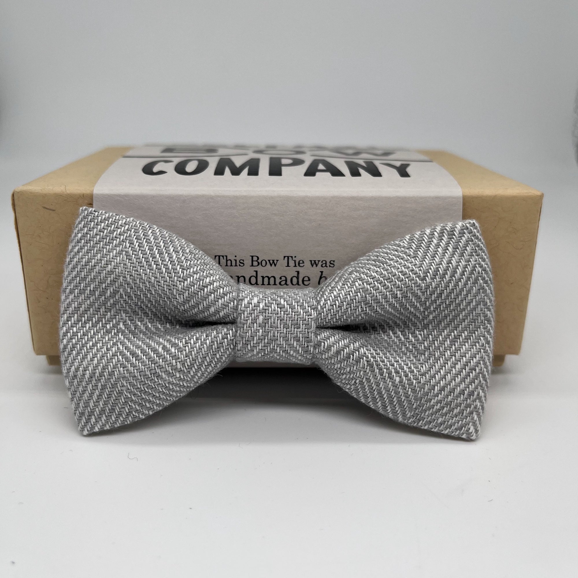 Boys Bow Tie in Grey Herringbone Irish Linen by the Belfast Bow Company