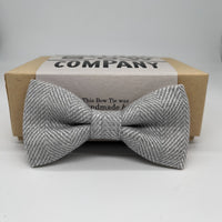 Boys Bow Tie in Grey Herringbone Irish Linen by the Belfast Bow Company