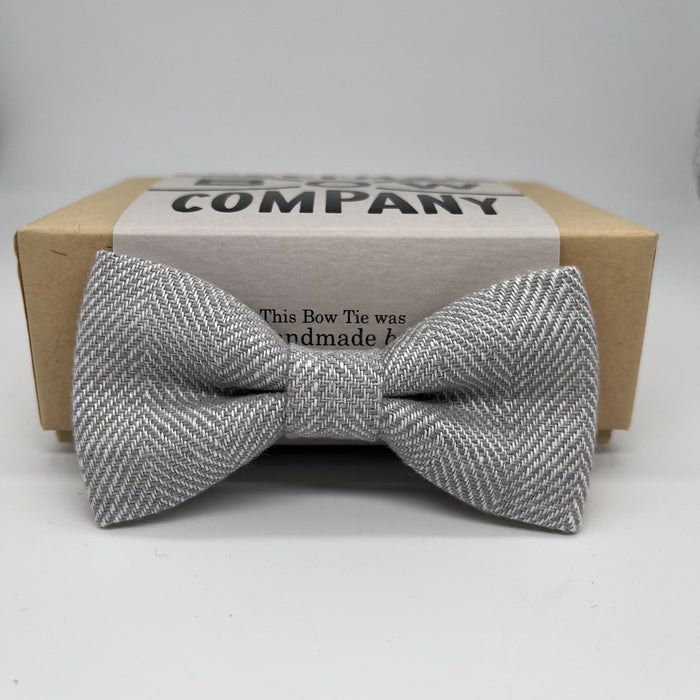 Boys Bow Tie in Grey Herringbone Irish Linen by the Belfast Bow Company