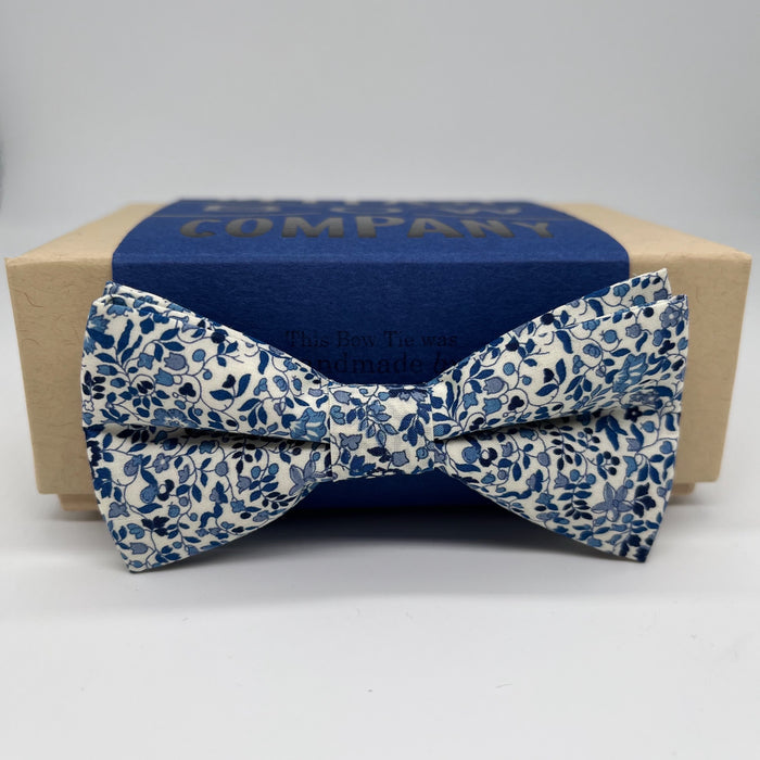 Boys bow tie in navy ditsy floral by the belfast bow company