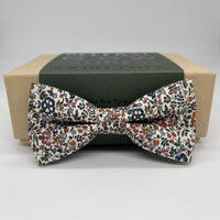 Boys dicky bow tie in burnt orange floral by the belfast bow company
